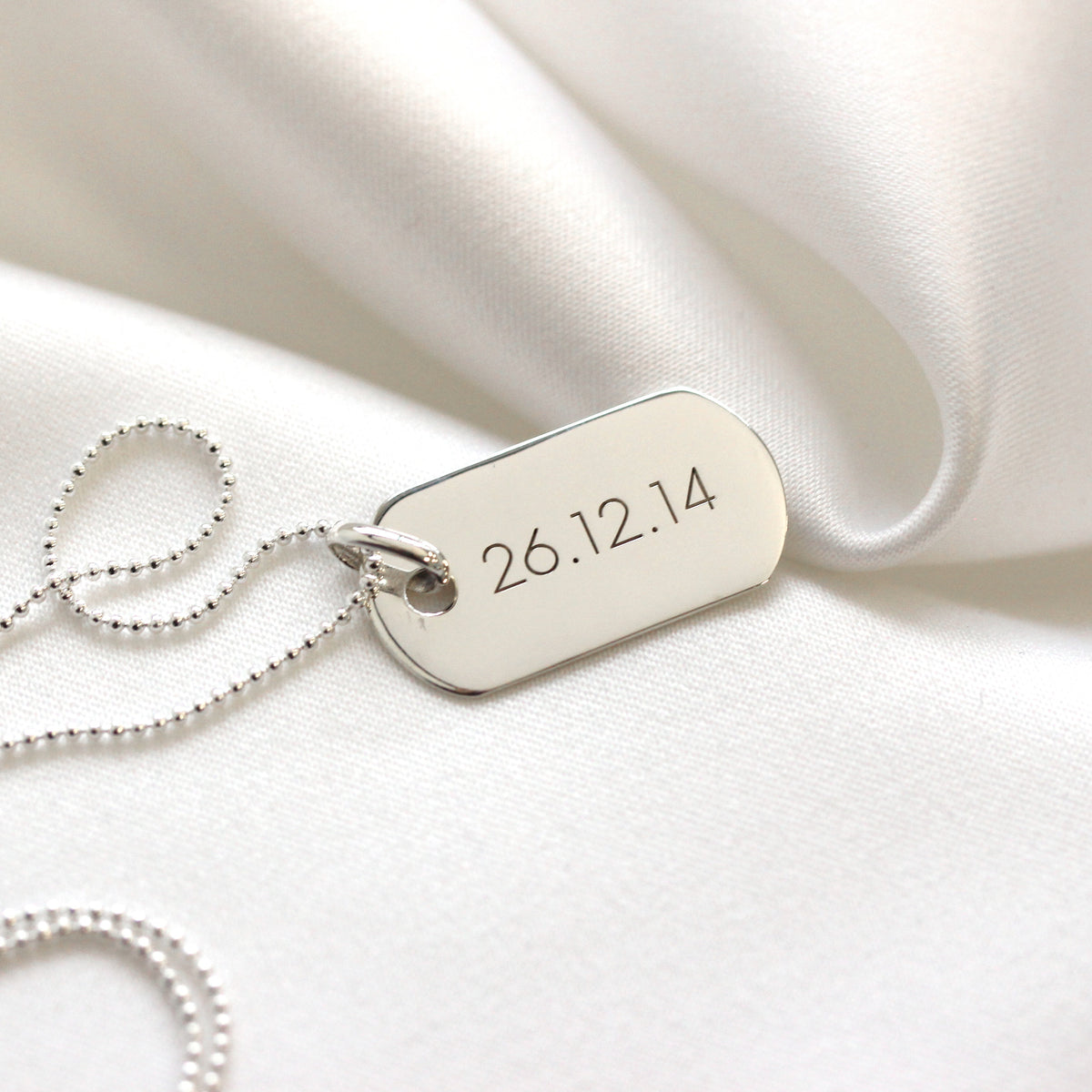Collier avec pendentif en argent sterling avec plaque d'identité gravée
