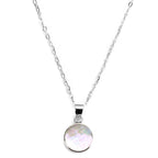 Collier avec pendentif rond plat de 10 mm en argent sterling et nacre