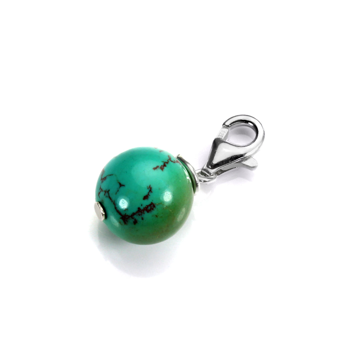 Breloque à clip en argent sterling et perle turquoise de 10 mm