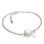 Bracelet chaîne rolo en argent sterling avec perle d'eau douce naturelle