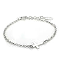 Bracelet réglable en argent sterling avec chaîne rolo et breloque croix