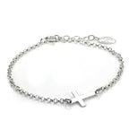 Bracelet réglable en argent sterling avec chaîne rolo et breloque croix
