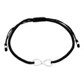 Bracelet en macramé avec cordon noir et boucle infinie en argent sterling