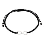 Bracelet en macramé avec cordon noir et boucle infinie en argent sterling