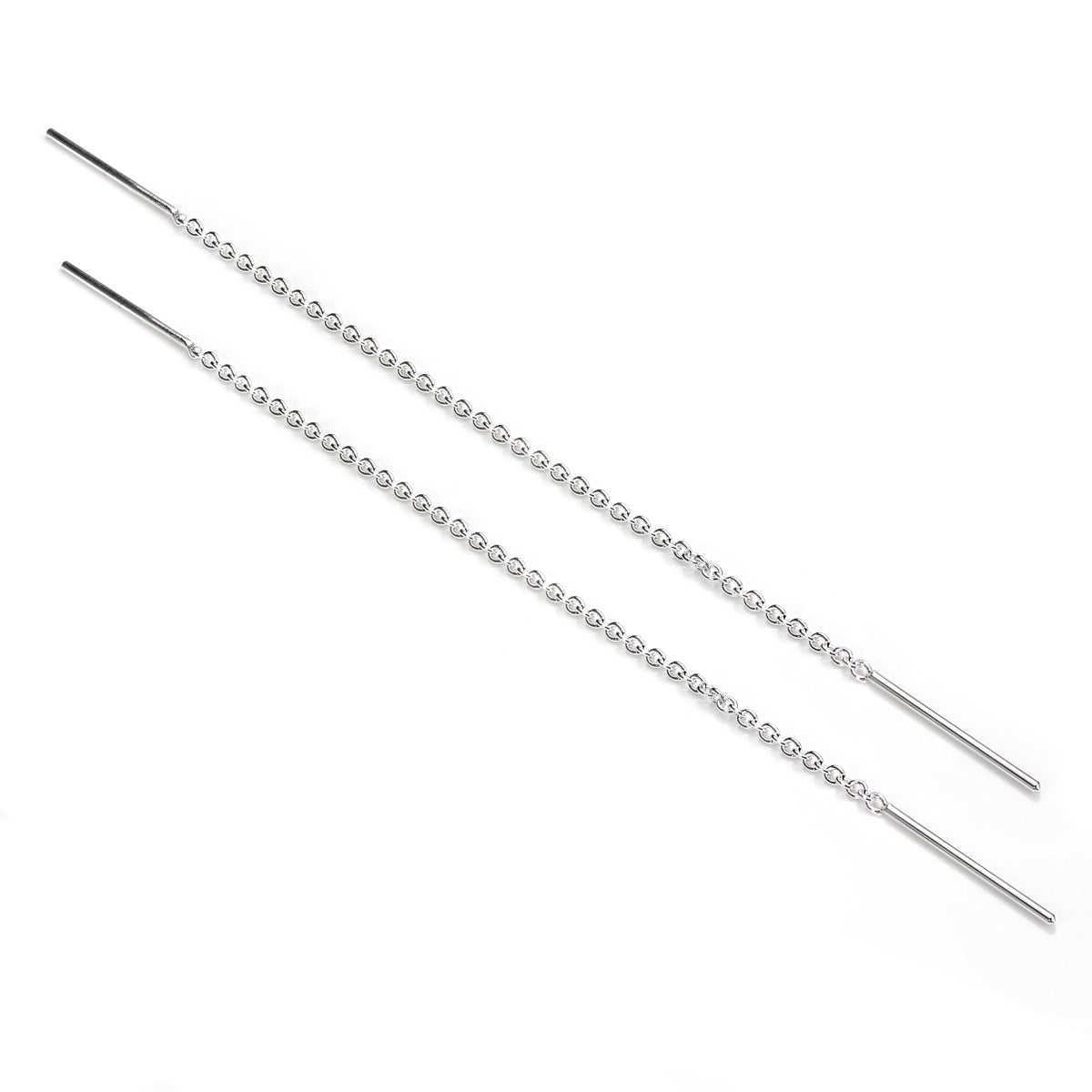 Boucles d'oreilles longues en argent sterling avec chaîne Belcher