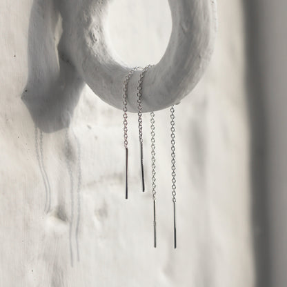 Boucles d'oreilles longues en argent sterling avec chaîne Belcher