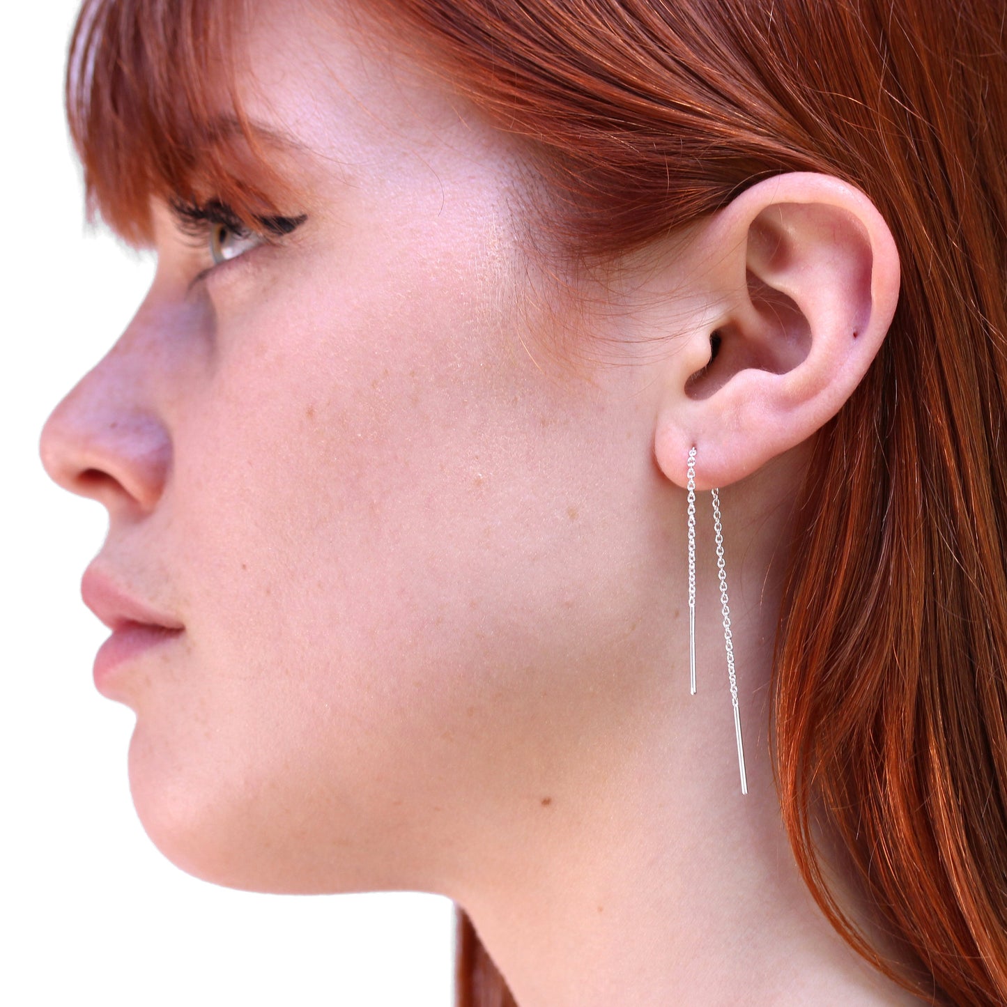 Boucles d'oreilles longues en argent sterling avec chaîne Belcher
