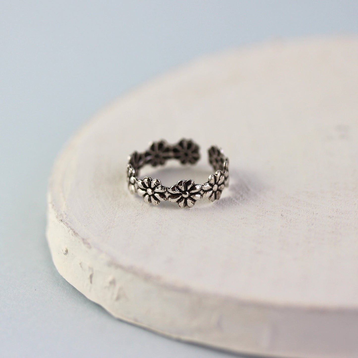Bague d'orteil en argent sterling avec marguerite