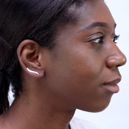 Boucles d'oreilles ondulées en argent sterling