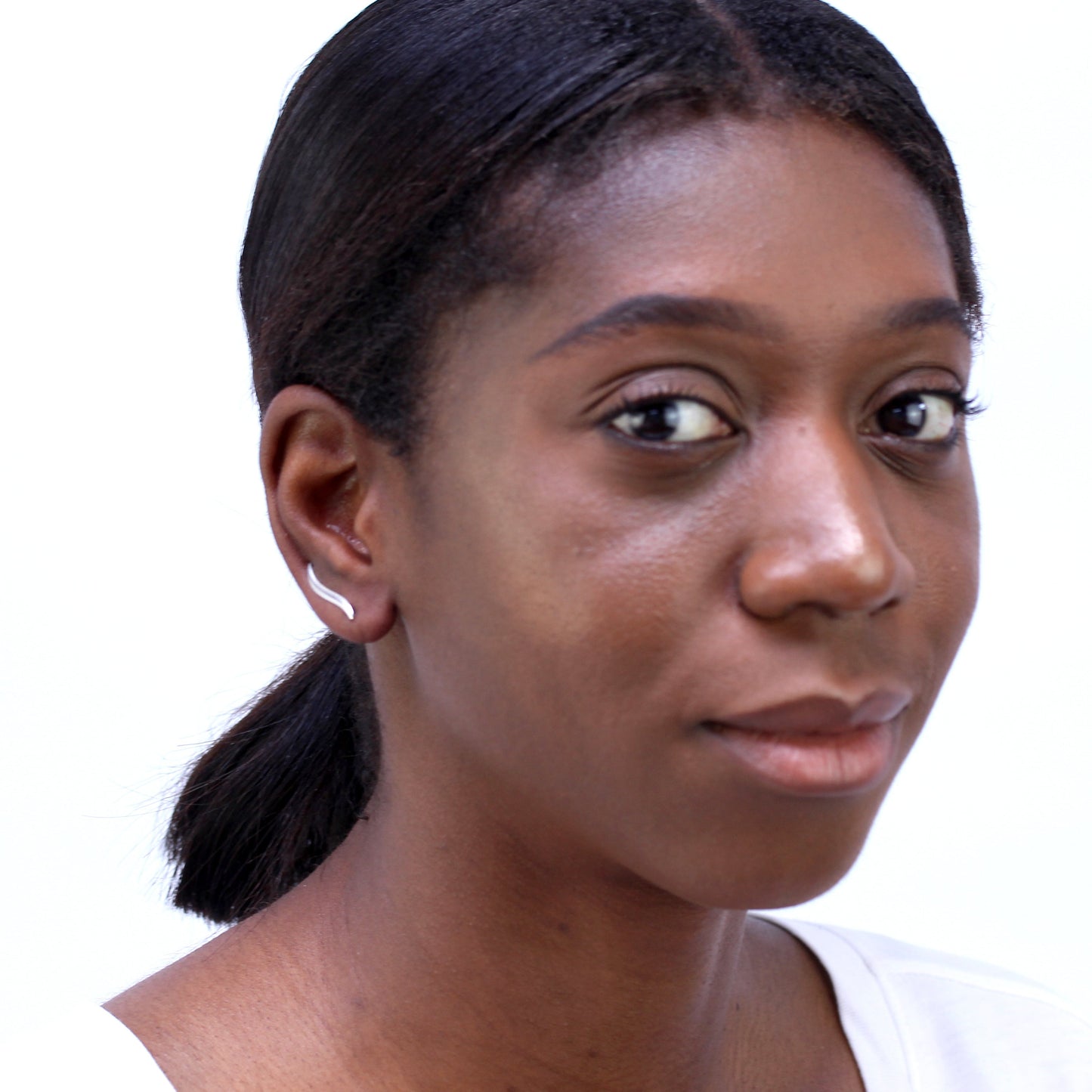 Boucles d'oreilles ondulées en argent sterling