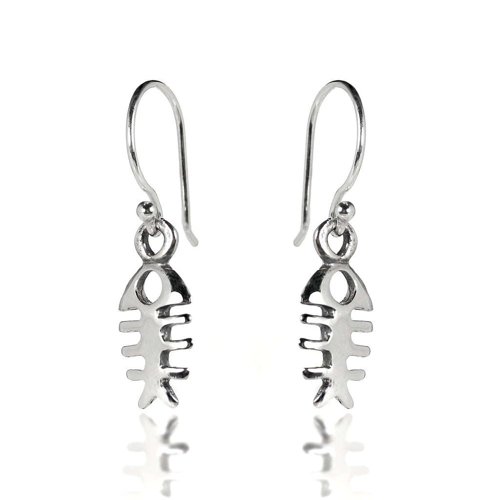 Boucles d'oreilles pendantes en arête de poisson en argent sterling