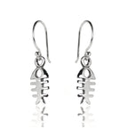 Boucles d'oreilles pendantes en arête de poisson en argent sterling