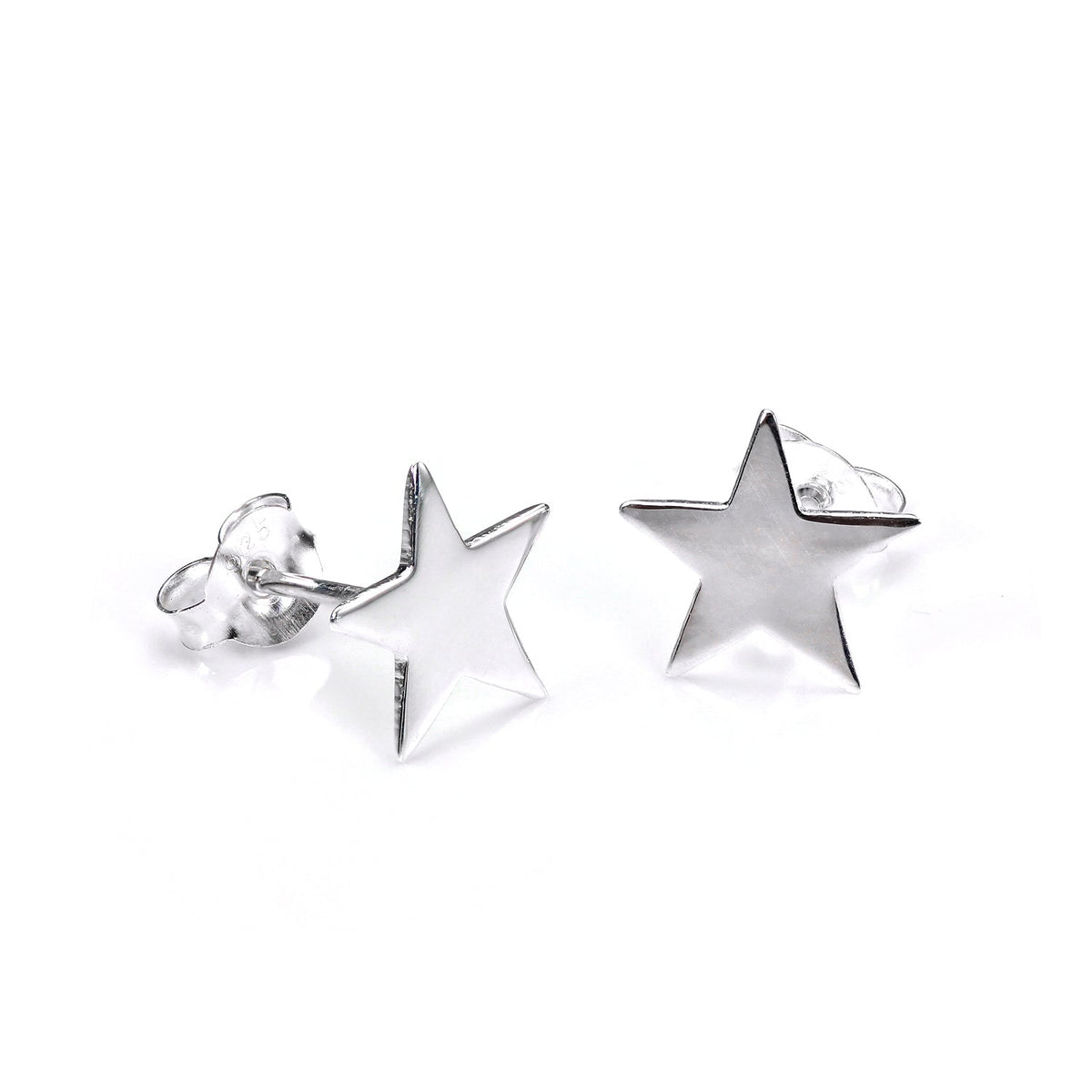 Boucles d'oreilles à tige en argent sterling poli en forme d'étoile