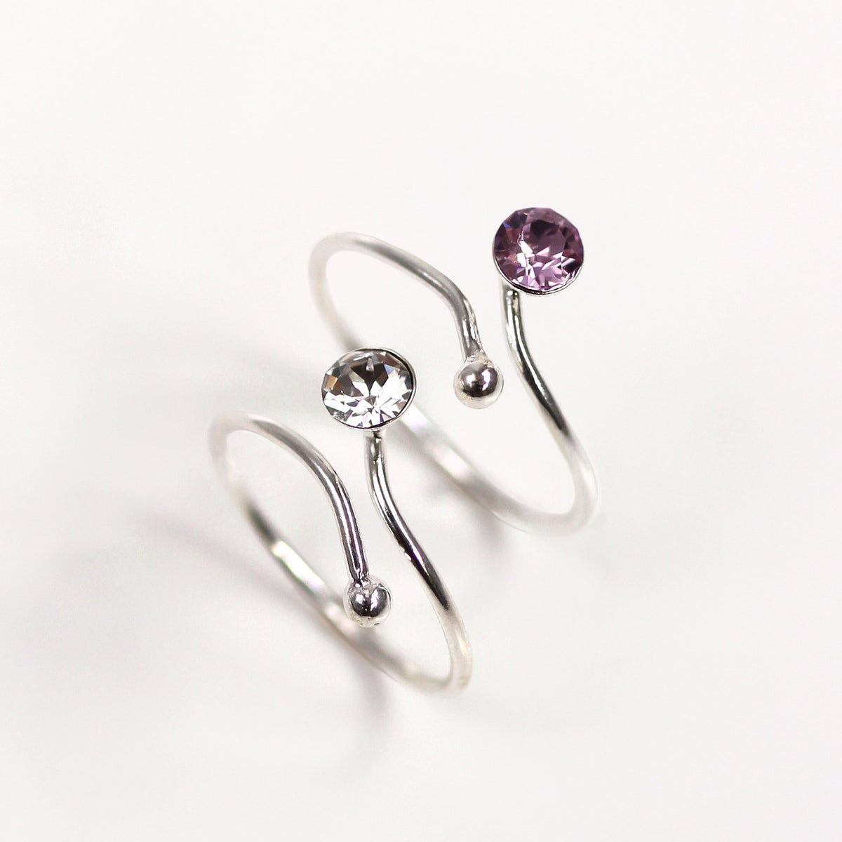 Bague d'orteil réglable en argent sterling avec cristal CZ de 4 mm