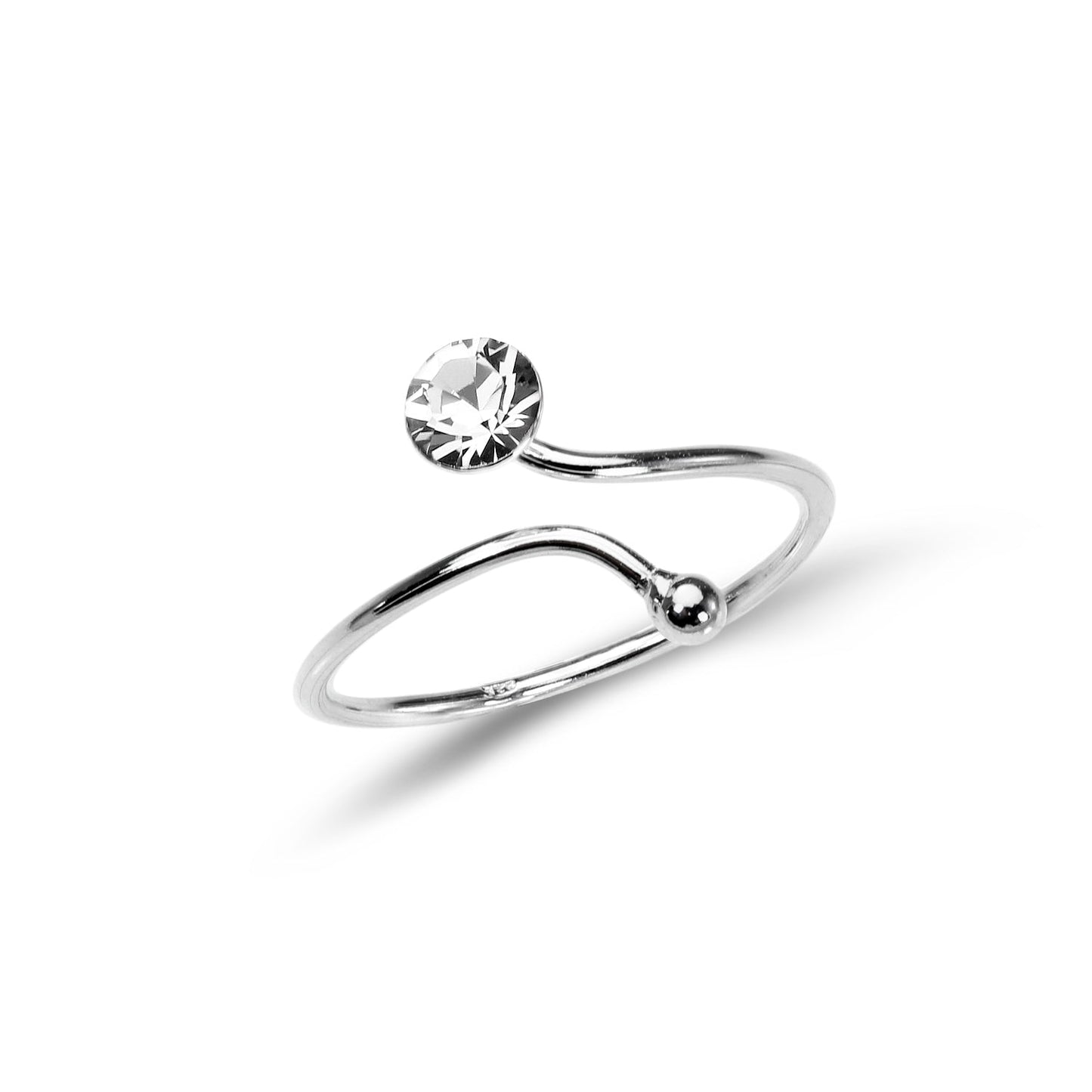 Bague d'orteil réglable en argent sterling avec cristal CZ de 4 mm