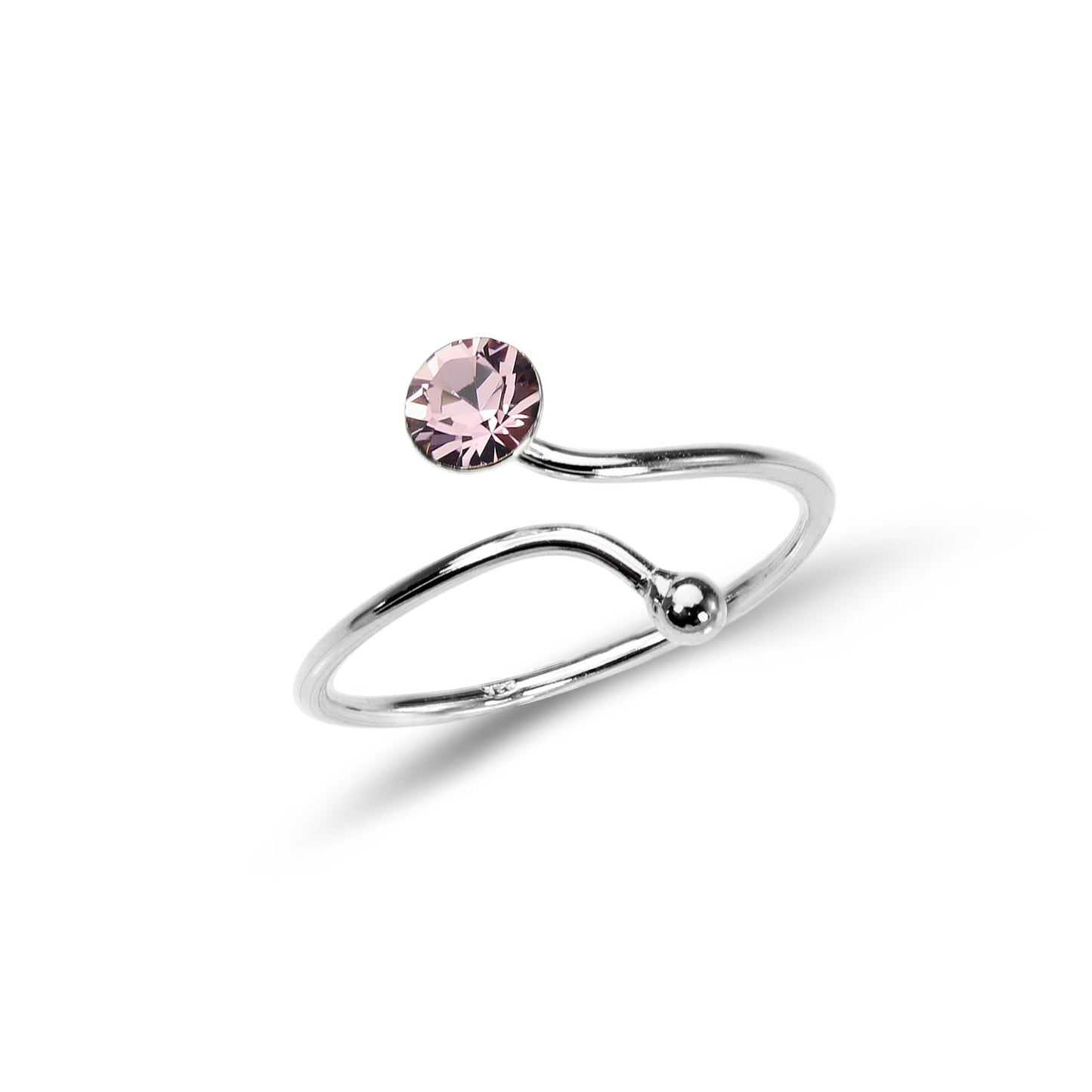 Bague d'orteil réglable en argent sterling avec cristal CZ de 4 mm
