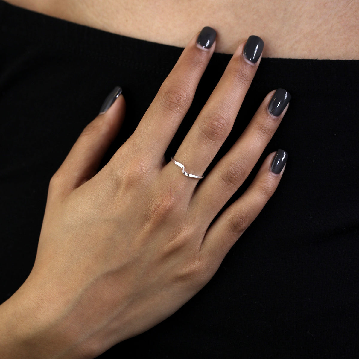 Bague empilable en argent sterling 1 mm avec simple torsion - Taille 48 - 62,5
