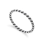 Bague torsadée empilable en argent sterling de 2 mm, tailles 48 à 62,5
