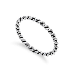 Bague torsadée empilable en argent sterling de 2 mm, tailles 48 à 62,5