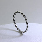 Bague torsadée empilable en argent sterling de 2 mm, tailles 48 à 62,5