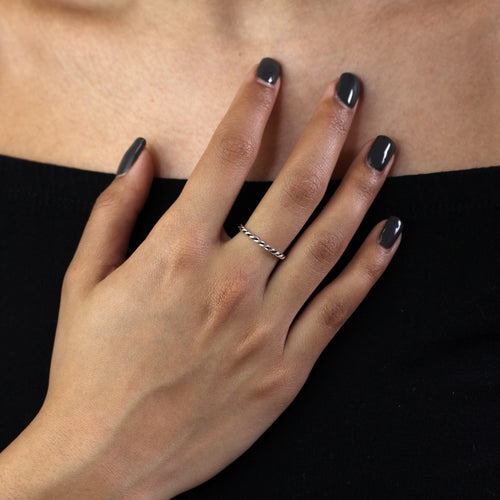 Bague torsadée empilable en argent sterling de 2 mm, tailles 48 à 62,5
