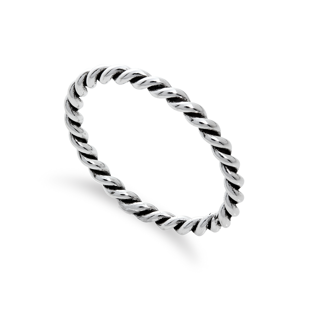 Bague torsadée empilable en argent sterling de 2 mm, tailles 48 à 62,5