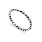 Bague torsadée empilable en argent sterling de 2 mm, tailles 48 à 62,5
