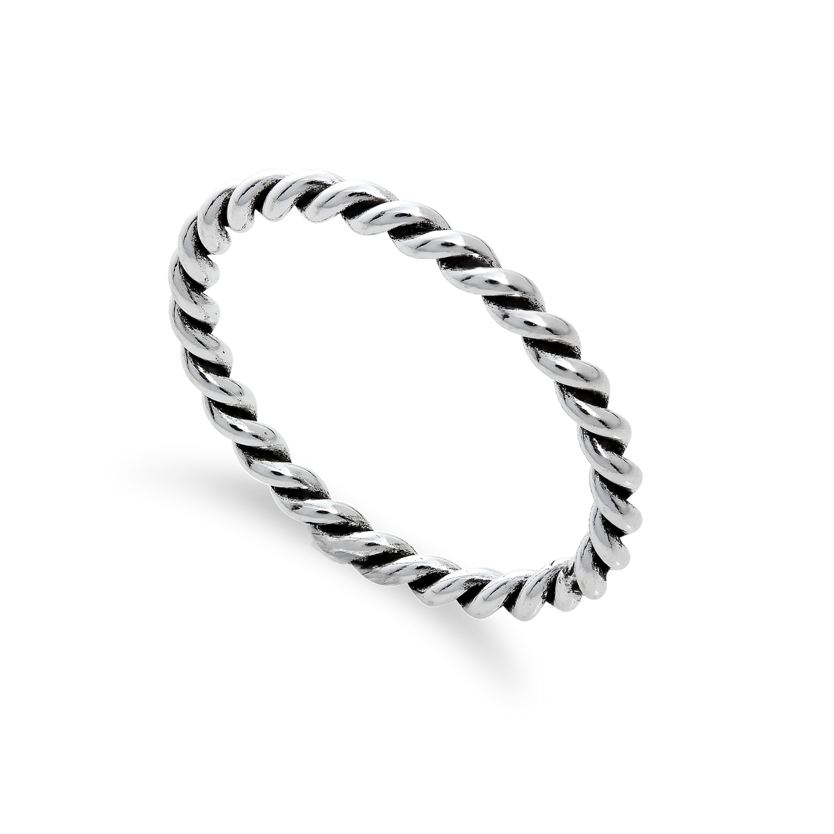 Bague torsadée empilable en argent sterling de 2 mm, tailles 48 à 62,5