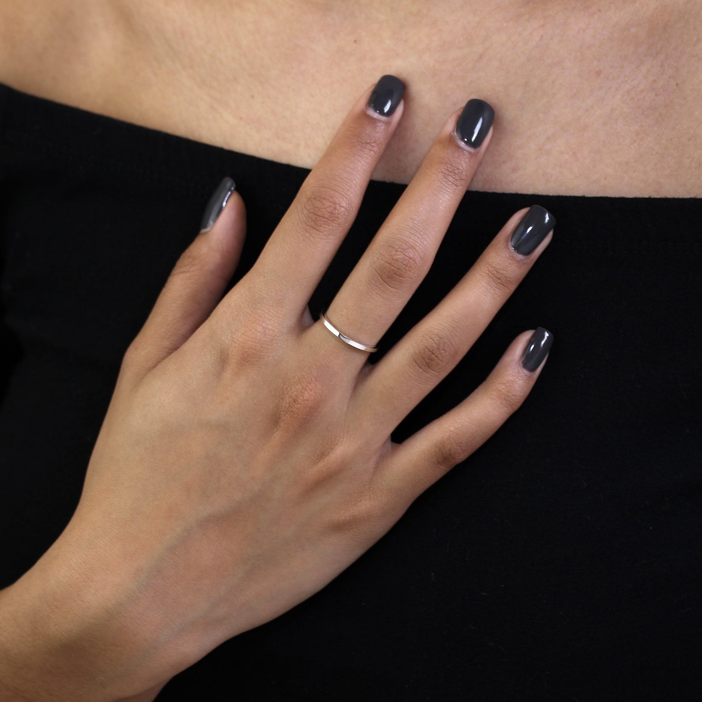 Bague empilable en argent sterling uni de 2 mm, taille IU
