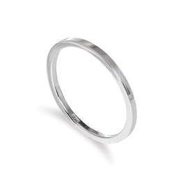 Bague empilable en argent sterling uni de 2 mm, taille 48 - 62,5