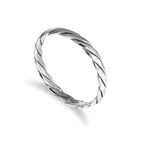 Bague empilable en argent sterling à motif torsadé de 2 mm, taille 48 - 62,5