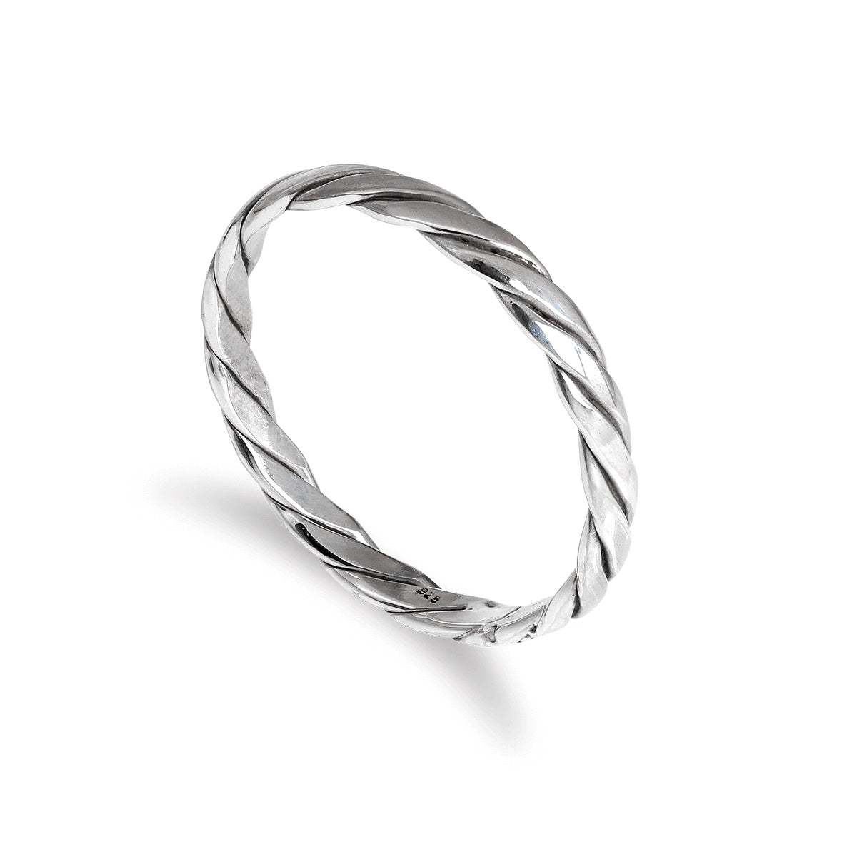 Bague empilable en argent sterling à motif torsadé de 2 mm, taille 48 - 62,5