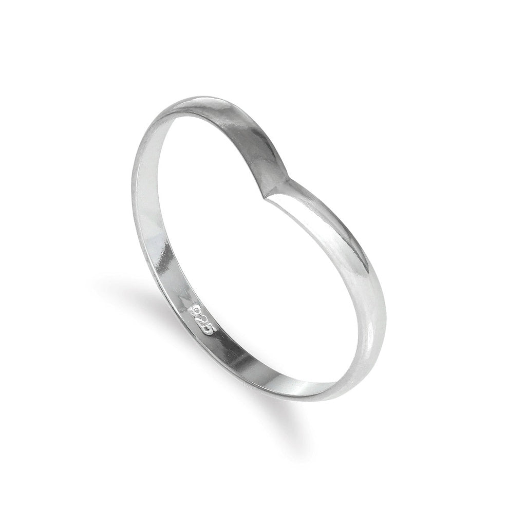Bague empilable en argent sterling 2 mm avec motif simple en forme de bréchet, taille 48 - 62,5
