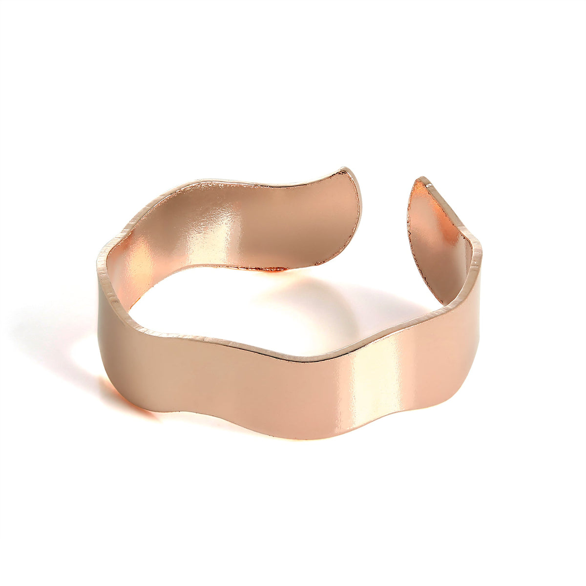 Bague d'orteil ondulée en argent sterling plaqué or rose