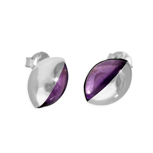 Boucles d'oreilles à tige bicolores en argent sterling et violet