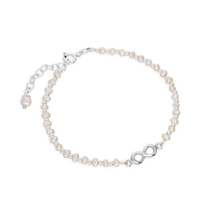 Bracelet symbole infini en argent sterling et perles d'eau douce, 20 cm