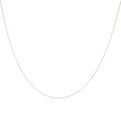Chaîne gourmette fine en or rose 9 carats, taille diamant, 40 à 45 cm