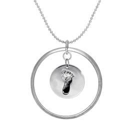 Pendentif Karma Moments en argent sterling avec breloque empreinte de bébé sur chaîne à perles