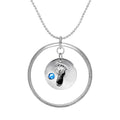 Pendentif Karma Moments en argent sterling avec breloque empreinte de bébé en pierre de naissance sur chaîne à perles