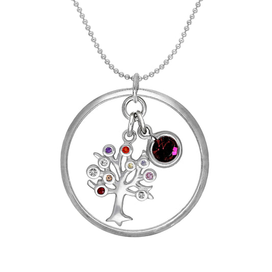 Pendentif Karma Moments en argent sterling avec breloque en pierre de naissance CZ sur chaîne à perles