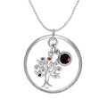 Pendentif Karma Moments en argent sterling avec breloque en pierre de naissance CZ sur chaîne à perles