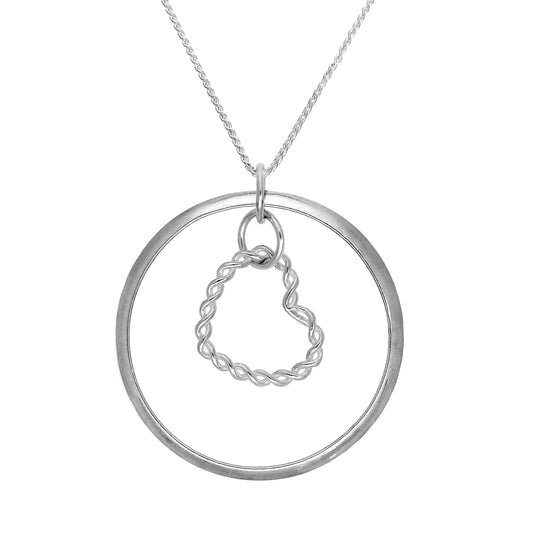 Collier avec pendentif cœur torsadé en argent sterling Karma Moments sur chaîne Foxtail