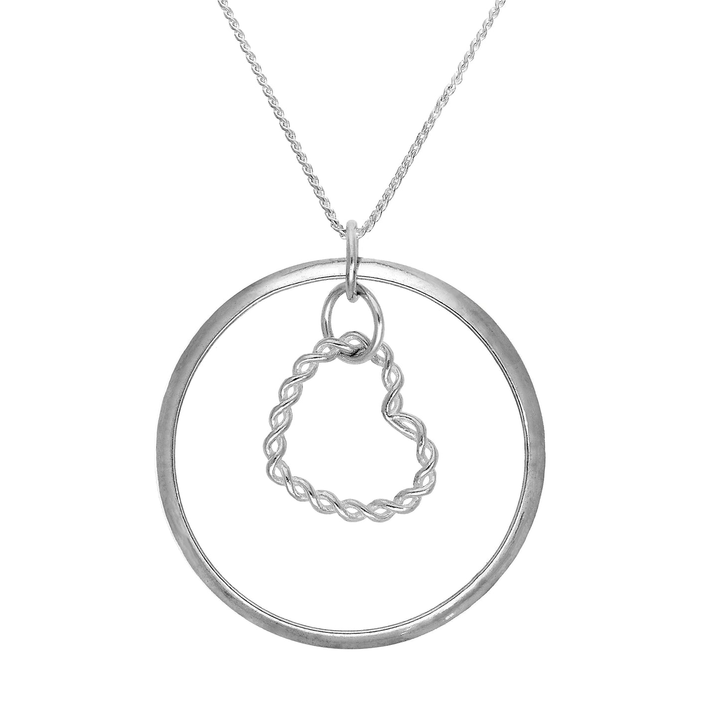 Collier avec pendentif cœur torsadé en argent sterling Karma Moments sur chaîne Foxtail