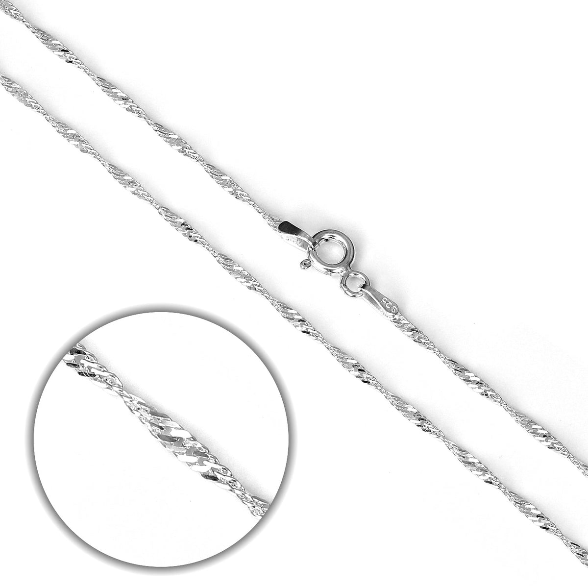 Chaîne Singapour en argent sterling de 40 à 60 cm