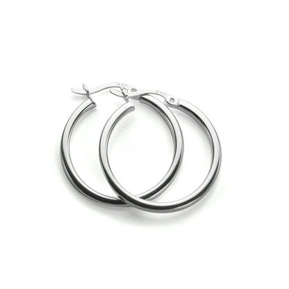 Boucles d'oreilles créoles carrées en argent sterling de 2 mm