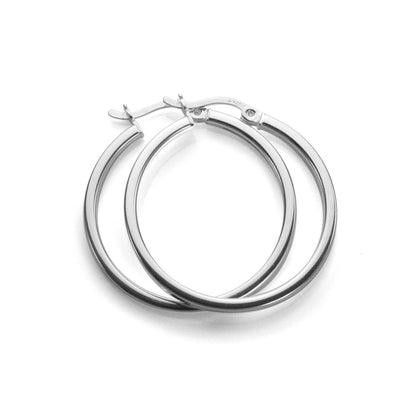 Boucles d'oreilles créoles carrées en argent sterling de 2 mm