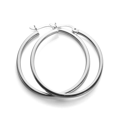Boucles d'oreilles créoles carrées en argent sterling de 2 mm