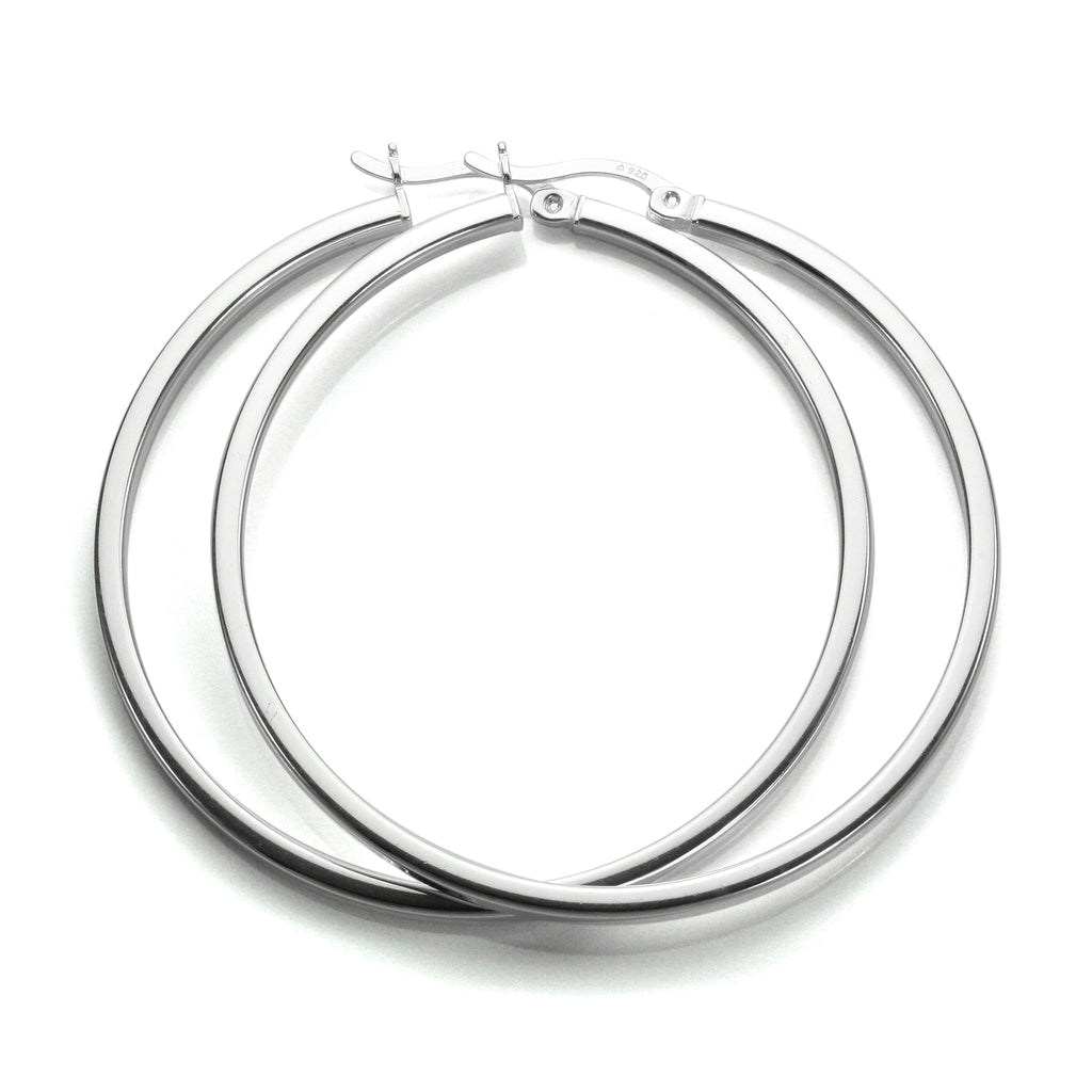 Boucles d'oreilles créoles carrées en argent sterling de 2 mm