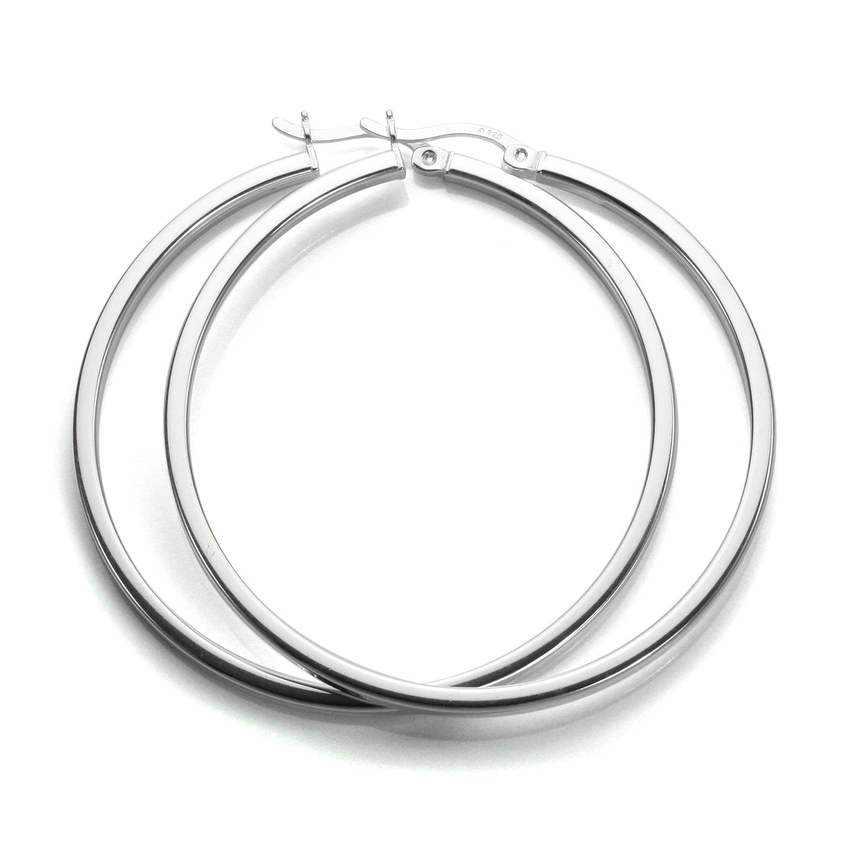 Boucles d'oreilles créoles carrées en argent sterling de 2 mm
