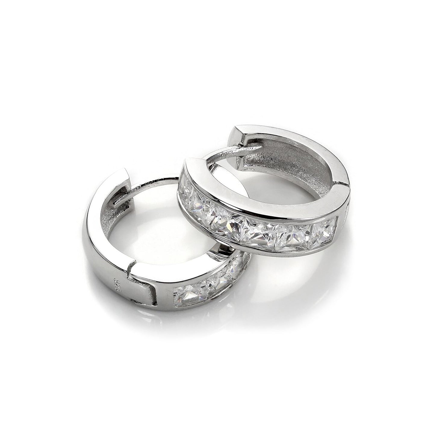 Boucles d'oreilles Huggie Princesse en argent sterling et zircones cubiques